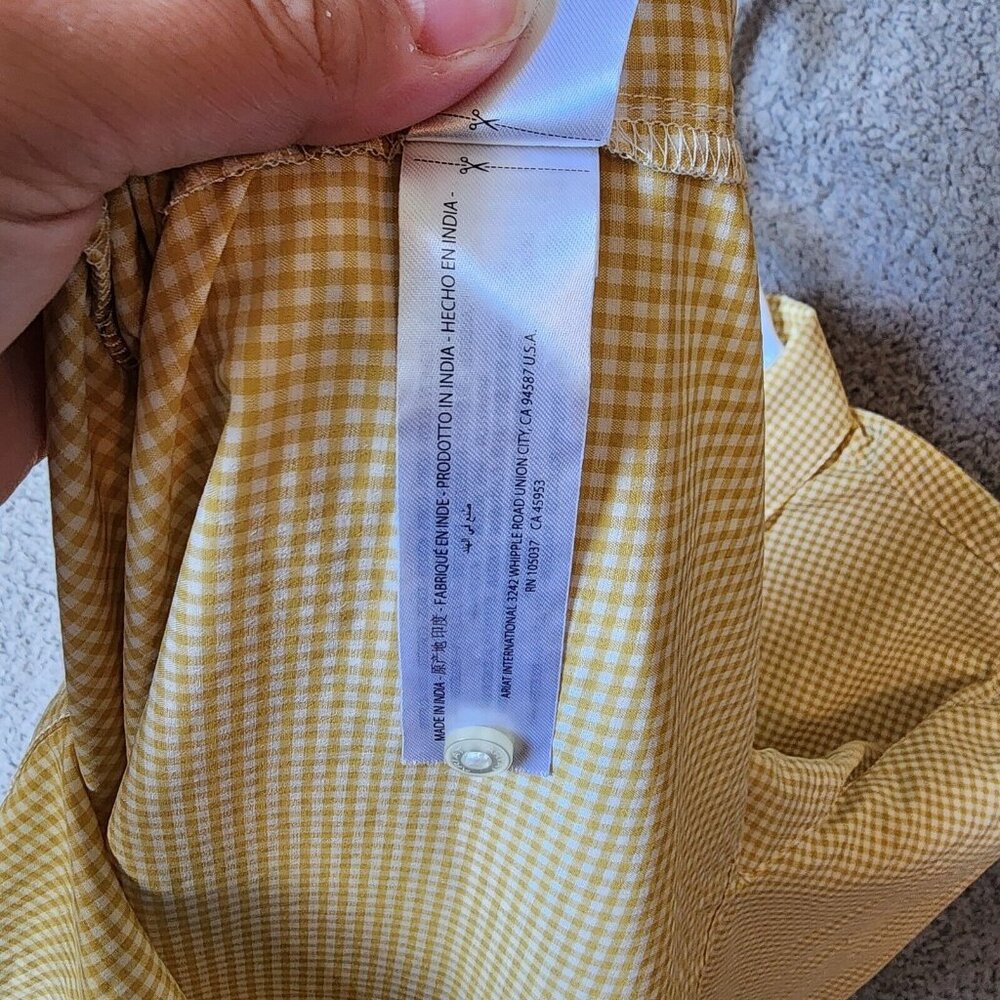 AriatTek Lightweight Long Roll Tab Sleeves Button Up Shirt Yellow Gingham Size L - Picture 10 of 13